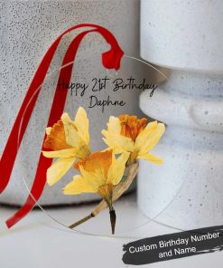 Personalised March Birthday Gift Customized Birth Flower Gift Ornament QFDT280603