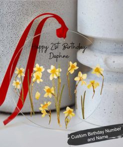 Personalised December Birthday Gift Customized Birth Flower Gift Ornament QFDT280612